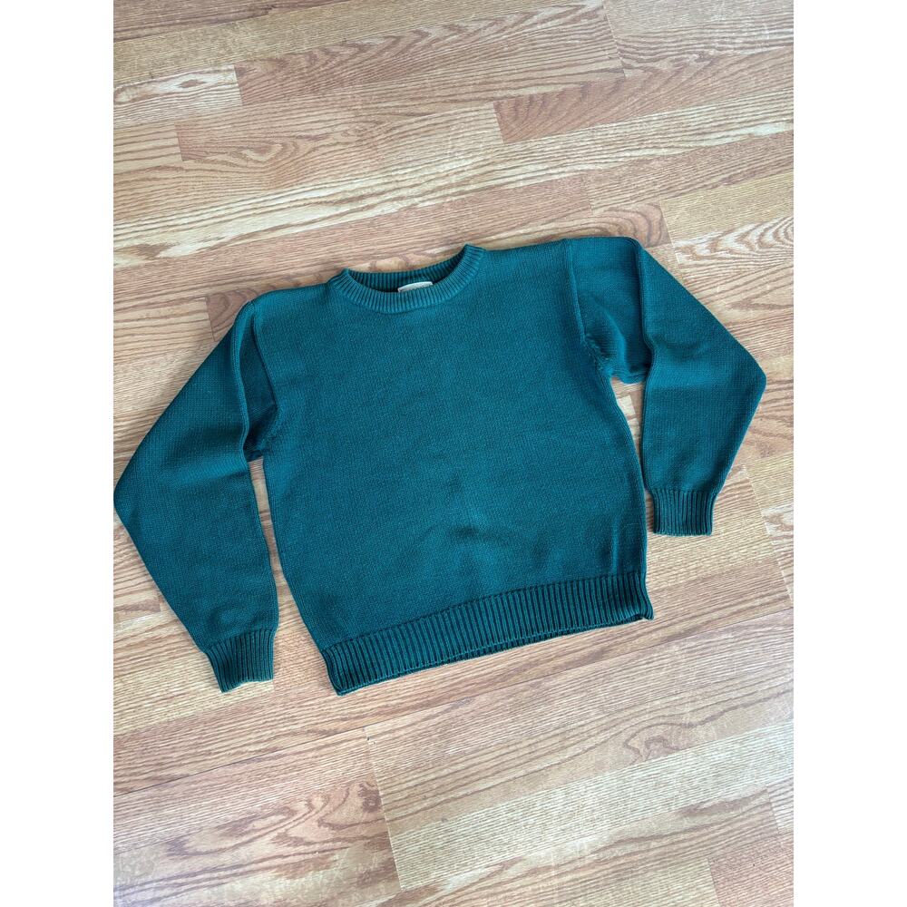 Vintage Hunter Green Sweater XS | Minimalist Crewneck Knit Normcore Grandpa Core - Picture 2 of 7